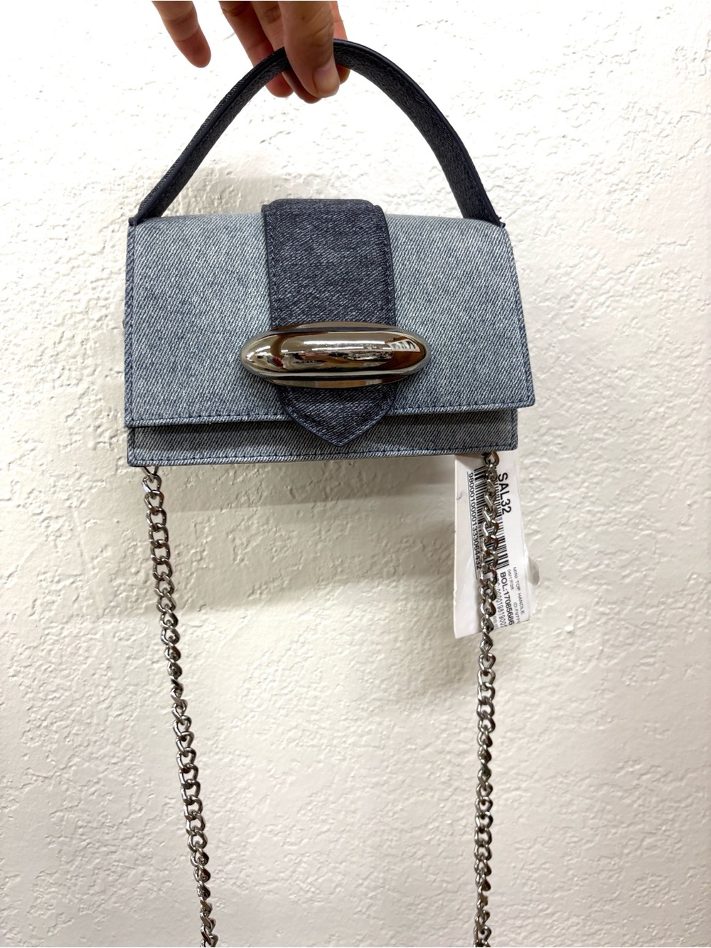 Steve Madden Two-Tone Denim Mini Crossbody Bag with Chain